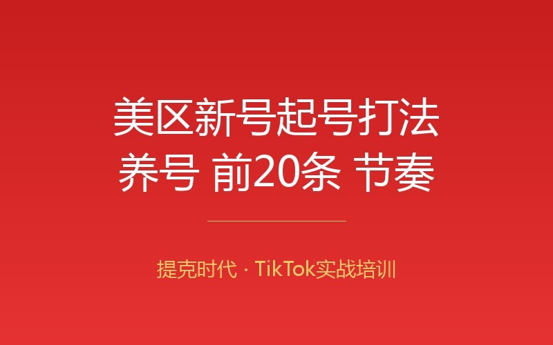 TikTok美区新号0到1起号：养号、发布节奏与前20条
